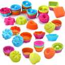 A-XINTONG Silicone Muffin Baking Cups Pack of 24/36 Pieces Colorful Reusable 6/9 Shapes Silicone Mini Cupcake Molds, Nonstick Cupcake Liners Candy Molds Set DIY Cake Tools (36)