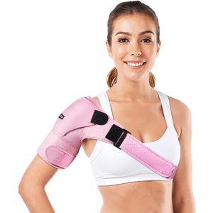 Shoulder Brace for Women and Men Recovery Shoulder. Adjustable Shoulder Support for Rotator Cuff, AC Joint Pain Relief, Shoulder Injuries. Perfect Fit Shoulder Compression Sleeve (One Size Regular) (Pink)