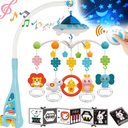 Baby Crib Mobile with Music and Lights, Baby Mobile for Crib with Black and White Baby Toys, Remote Control, Moon and Star Projection, Funny Rotation Crib UFO Toys for Baby Boys Girls