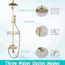 Antique Brass Shower Fixture Bathroom Shower Faucet Set 8 Inch Rainfall Shower Head Handled Shower Waterfall Tub Spout Wall Mounted Outdoor Shower System with Shower Shelf