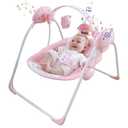 Portable Baby Swing for Infants, Compact & Foldable Infant Swing with 5-Speed Swing,Music, Timer, Cushioned Seat, Battery Operated, 0-9 Months 6-20 lbs,SG2402 (Pink)