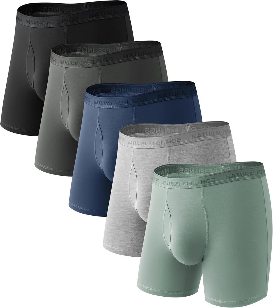 Natural Feelings Men's Underwear Viscose from Bamboo Boxer Briefs Underwear Pack for Men (2: Green Multi)