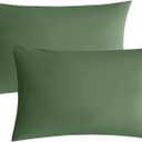 JELLYMONI Pillowcases King Set of 2 Cotton Envelope Pillow Covers Green 2040in Bed Pillow Cases 100% Washed Cotton Soft Breathable (Pillows are not Included)