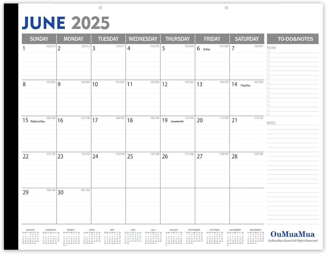 GuassLee Desk Calendar 2025 Large 22"x17", 2025-2026 Desk Calendar School Year, 19 Month from Jun. 2025 to Dec. 2026, Big Monthly Calendar with Julian Date Large Ruled Blocks for Office Home Planner (White)