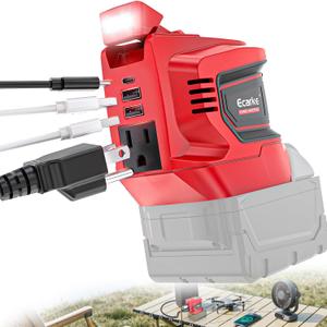200W Power Inverter Compatible with Milwaukee 18V Battery, DC 18V to AC 110-120V Battery Inverter, Portable Power Station Generator, Charger Adapter Powered Outlet with 2 USB Ports &Type-C&AC Outlet