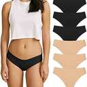 SHARICCA Women Seamless Cheeky Bikini No Show Panties Ladies Invisible Breathable Briefs Soft Stretch Underwear Multi Pack XL