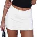 Women Low Rise Mini Skort Floral Beach Skirt with Shorts (White, S)