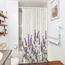 Riyidecor Small Stall Purple Lavender Shower Curtain 36Wx72H Inch RV Single Rustic Wooden Plank Plant Board Flowers Floral Herbs Leaves Fabric Polyester Waterproof Fabric 7 Pack Plastic Hooks RY-JWXH