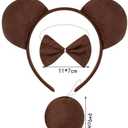 4 x Kirei Sui Funny Bear Costume Set with Ears Headband Bow Tie Tail Halloween Dress Up for Kids & Adults