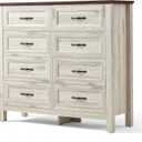 LINSY HOME Dresser for Bedroom with 8 Drawers, Updated Wide Chest of Drawers, Modern Farmhouse Bedroom Tall Dresser with Storage Organizer, Wooden Dressers for Living Room, Beige (15.7"D x 42.2"W x 47.3"H (8 Drawers))