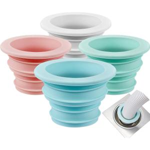 4 Pieces Drain Tube Hose Seal Deodorant Silicone Plug Sealing Plug Sewer Seal Ring Washing Machine for Bathroom Kitchen Cleaning Tools