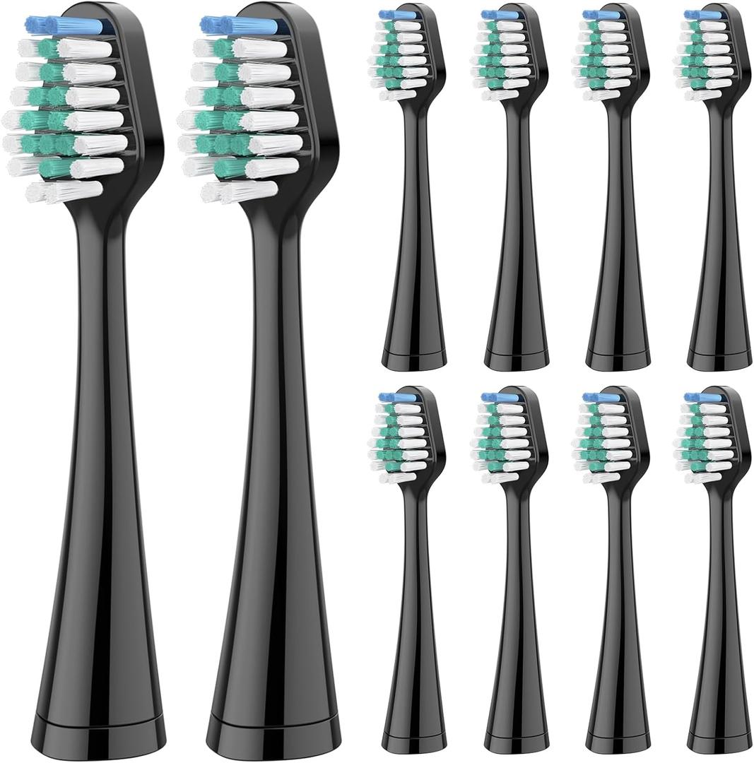 Harobey Replacement Toothbrush Heads for AquaSonic Duo Series and Home Dental Center Electric Toothbruh, NOT Compatible with Duo Series Pro, 5 White + 5 Black