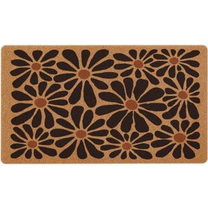 Boho Door Mat Retro Floral Outdoor Welcome Mats,Cute Outside Entrance Non Slip Doormat, Porch Back Door Home Decor(17X30in, Black Flower)
