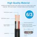 6/3 NM-B Wire with Ground - 100FT 6 Gauge Non-Metallic Sheathed Cable Pure Copper 6 AWG 3 Conductor Residential Indoor Wire for Outlets, Switches and Other Loads etc.