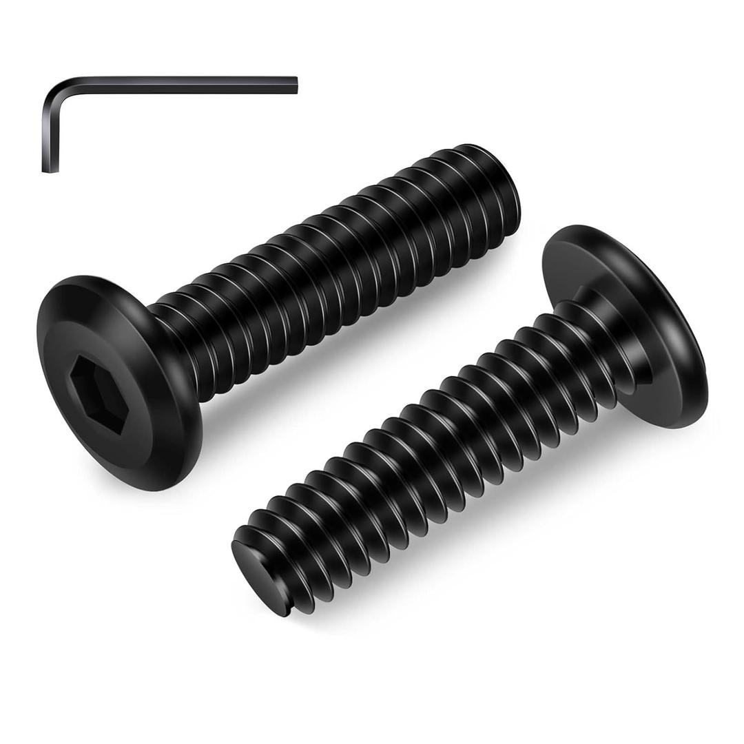 1/4-20 x 1-1/4" Flat Head Socket Head Screw Furniture Bolts Countersunk Connector Screws, Stainless Steel 18-8 (304), Black Oxide, Fully Threaded, 25 PCS