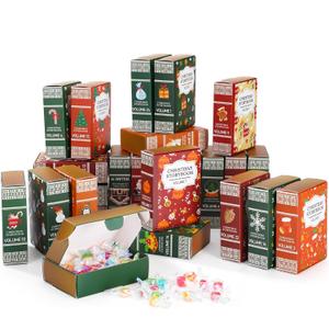 25 Pcs Christmas Books Advent Calendar Boxes for Countdown Diy Christmas Advent Calendar Boxes Decorations for Fireplace Mantel Window Decor Shelves Table Centerpieces Decor(Cute)