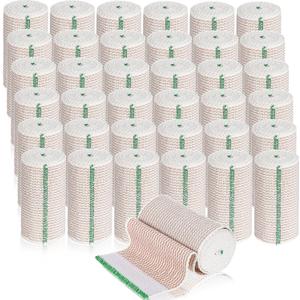 LEIFIDE 36 Pack Compression Bandage Wrap with Self Closure on Both Ends Elastic Bandage for Legs, Knees, Ankles, Wrists, Elbows, Shoulders, Athletic Stretchable Wrap(6 Inch,Green Trim)