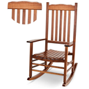 Outvita Outdoor Rocking Chair, Solid Wood High Back Rocker, All Weather Lounge Chair for Porch Patio Fire Pit Garden Backyard Deck Indoor, Wave Shape, Natural