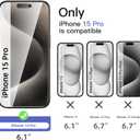 2 x NEW'C 3X Privacy for iPhone 15 Pro Screen Protector (6.1 inches)+ 3X Camera Lens Protector, Sensor Protection, Case Friendly Tempered Glass Film + Dust Plug - Easy Installation Tool Included