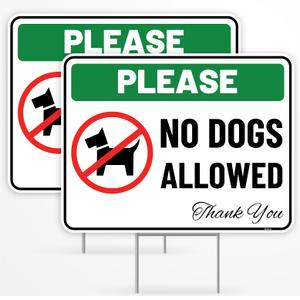 Venicor 2PC No Dogs Allowed Sign, 17x13 inches, Corrugated Plastic, Metal Ground Stake, Outdoor Use