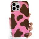 NITITOP Compatible with iPhone 14 Pro Max Case Matte Cute Stylish Cow Print Design for Women Girls Men Boys Hard Back Shockproof Protective Cover - Pink