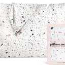 Kitsch Satin Pillowcase with Zipper for Hair & Skin, Softer Than Silk Pillow Cases Queen, Wrinkle-Free, Smooth and Cooling Satin Pillow Covers, Standard Size 19"x26", White Terrazzo