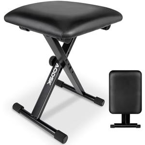 AODSK Keyboard Bench X-Style Cushion Padded,Piano Bench Adjustable Collapsible Stool Chair Seat,Flame Retardant Cotton,Non-Skid Design