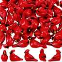 Wesiti 100 Pcs Christmas Mini Resin Red Cardinal Bird Figurines to Hide Tiny Cardinals Miniature Figurine Christmas Ornament for Gift Xmas Miniature Garden Craft Cake Topper Decoration (Elegant)