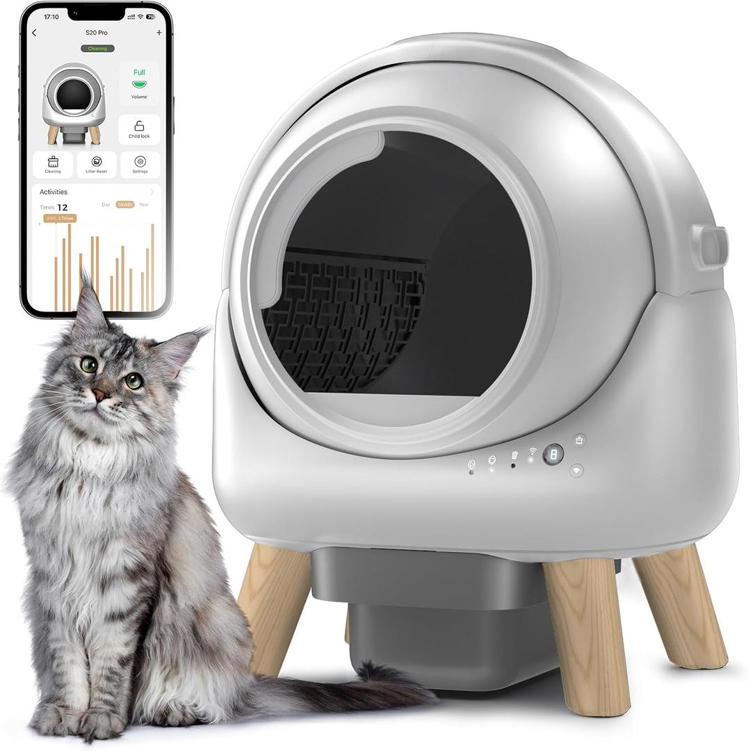 Self Cleaning Litter Box,Automatic Cat Litter Box for Multiple Cats,White JGB
