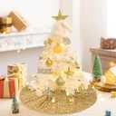 Gold Sequins Tree Skirt 24 Inches Mini Christmas Tree Skirts 5mm Sequins and Velvet Tree Skirt Mats for 4ft Trees Decorations