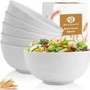 60 OZ Wheat Straw Bowls, Large Popcorn Bowl Sets of 6, Unbreakable Large Serving Bowls for Kitchen, Microwave and Dishwasher Safe Big bowl for Eating, Soup, Ramen, Cereal- White