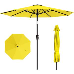 AreShark 10 FT Outdoor Patio Umbrella, Patio Table Umbrella with Push Button Tilt and Crank, Outdoor Patio Umbrellas with 8 Fiberglass Ribs, Patio Umbrellas for Market, Garden, Pool (Yellow)