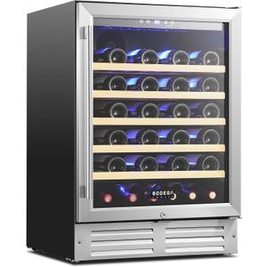 BODEGACOOLER 24 Inch Single Zone Wine Fridge, 41℉ to 72℉, Holds 52 Bottles, 24 inch wide