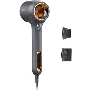 Hair Dryer, 1400W Professional Ionic Blow Dryer with High-Speed Brushless Motor for Fast-Drying, Filter-Removable Quiet Hairdryer with Magnetic Nozzle and Styling Concentrator, Anchor Gray