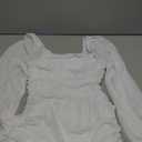 Wenrine Women's Mesh Long Sleeve Square Neck Ruched Party Club Cocktail Bodycon Mini Dress (Medium, White)