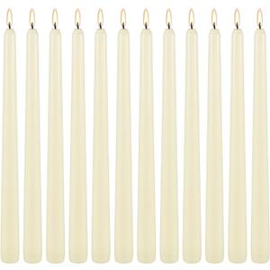 Ivory Taper Candle,12PACK 10 Inch Taper Candles-Unscented Dripless and Smokeless-8 Hours Long Burning-Hand Poured Tall Candlesticks, Ideal for Halloween, Weddings, Dinner,Parties, Home Decor