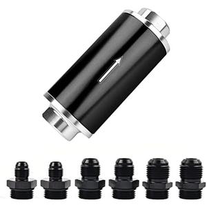 EVIL ENERGY Inline Fuel Filter 100 Micron with 6AN 8AN 10AN Adapter Universal 50MM