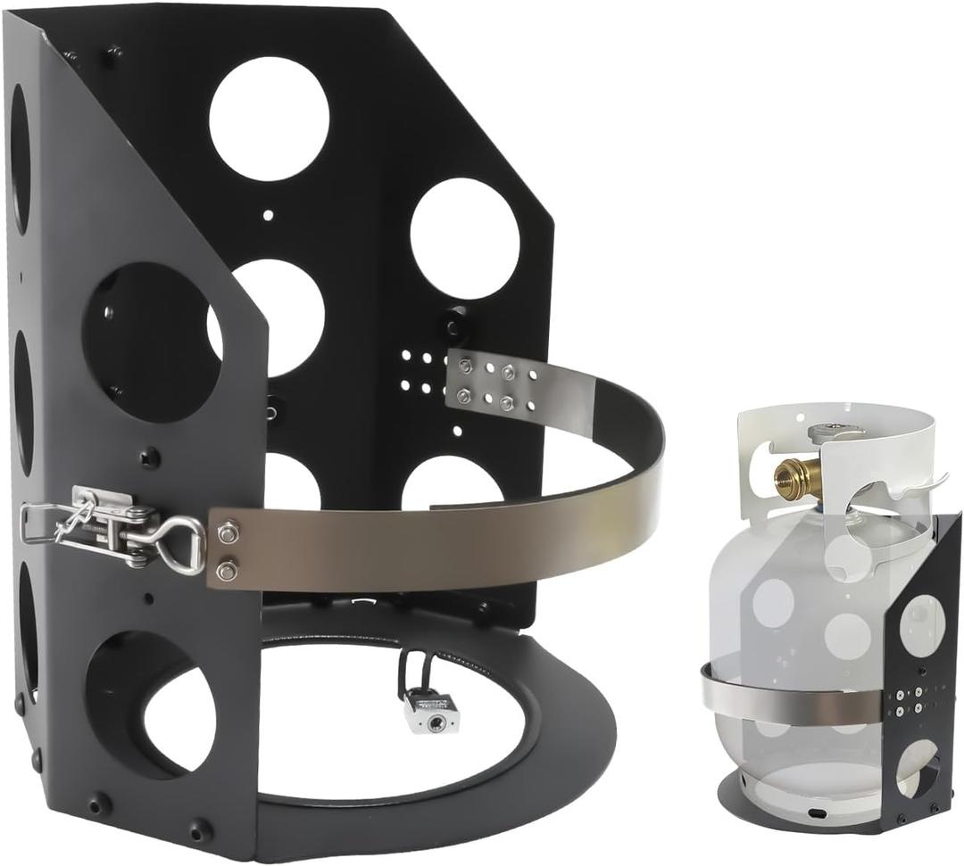Heavy-Duty 20 lb BBQ Propane Tank Holder,for RV, Truck, Boat & Trailer Marine Grade Stainless Steel Mounting Bracket with Locking Straps, Fits 17/20/22lb Gas Tanks Replace for BKT-2290