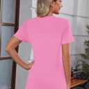 Kistore Womens Crew Neck Short Sleeve Tops Dressy Casual Blouses Summer Shirts S-3XL (Pink, L)