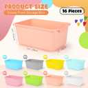 Dandat 16 Pcs Plastic Book Bins for Classroom Library Cubby Bins Scoop Front Stackable Toy Storage Tubs Containers for School Office Home Nursery Playroom Organization(Candy Color)