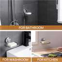LEVERLOC Chrome Suction Cup Soap Dish Holder for Shower Wall Drill-Free Rustproof Waterproof Wall Mount Strong Suction Removable Bar Soap Sponge Holder for Bathroom Bathtub Kitchen