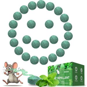 Mouse Rodent Repellent, 25 Pack Peppermint Oil Mouse Repellent Balls for Rats Mice Deterrent, Natural Mouse Traps for Indoor Outdoor Use, Keep Rodents Away from Garden and Home, Family & Pet Safe