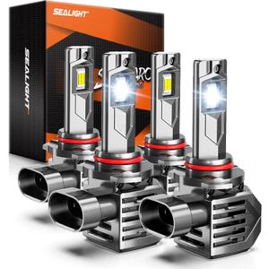 SEALIGHT S7S 9005 9006 Fog Light, 150000LM Output Perfect Beam Pattern, 2500FT Illumination Distance, 6500K Cool White80000Hrs Lifespan With Cooling System, 4 Pack