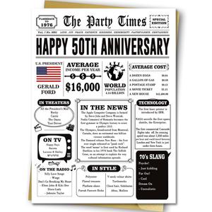 7 x Happy 50th Anniversary Card Gifts for Women Men, Jumbo 50th Wedding Anniversary Cards Gift for Husband Wife, Retro 50 Year Old Anniversary Decoration for Couple