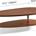 Shrine Oval Coffee Table, Mid-Century Modern Coffee Table, Brown Walnut Wood Table for Living Room, D47''x W23.6''x H15'', Sleek Conical Metal Legs with Black Finish