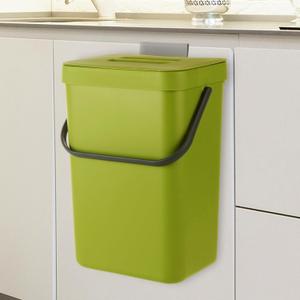 WOPPLXY Hanging Trash Can with Lid, 3.2 Gallon Kitchen Hanging Garbage Can with Lid, Wall-Mounted Garbage Can for Cabinet, Under Sink, Bathroom, Bedroom, Office(1 Pack,12 L,Green)