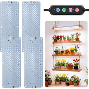 40W Ultra-Thin Panel Full Spectrum Grow Lights, 768 LEDs Growing Light for Indoor Plants with Daisy Chain Function, Grow Lights for Seed Starting with 4/8/12/16/20H Auto On/Off Timer (4pcs)
