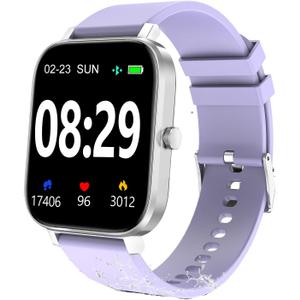 Smart Fitness Tracker Watch with Heart Rate Monitor, Activity Tracker with Pedometer, Sleep Monitor, Calories & Step Counter, Waterproof Smart Watch for Women Men Fitness Watch for Sports (Purple)