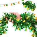 FOIMAS 33 Feet St Patrick's Day Tinsel Garland,Mentallic Green and Gold Shamrock Clover Hanging Garland with Hat Lucky Coin Confetti for St Patrick's Day Wreath Home DIY Craft Decoration, Green & Gold