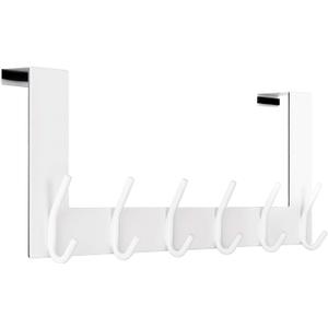 WEBI Over The Door Hooks:Door Hanger Over The Door Towel Rack,Door Coat Towel Hanger Door Coat Rack 6 Hooks for Hanging Clothes,Jacket,Hats,Bathroom,White (1 Pack)